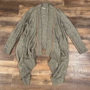 LAmade M Beige Waterfall Open Front Coatigan Cardigan Sweater Knit Wool FLAW